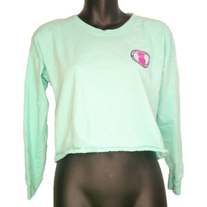 Simply Southern Pineapple Women’s Small Long Sleeve Crop T-Shirt Teal Pink
